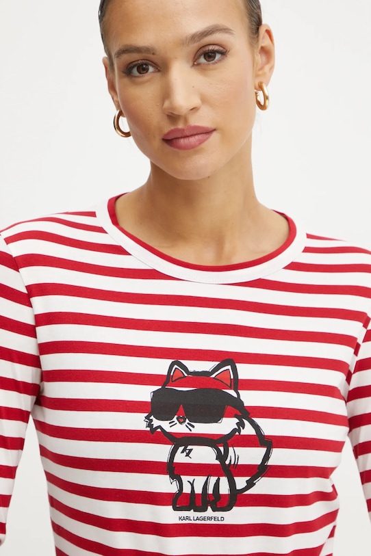 Karl Lagerfeld longsleeve din bumbac IKON rosu A1W17137