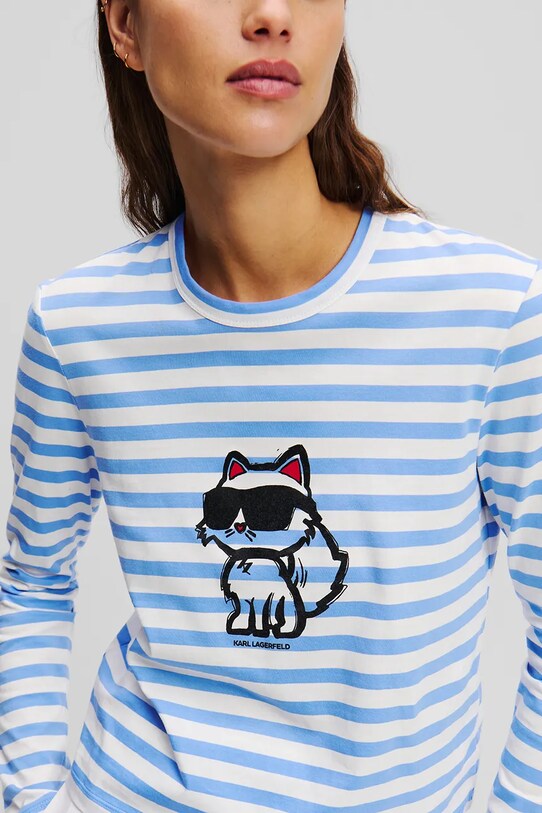 Îmbrăcăminte Karl Lagerfeld longsleeve din bumbac A1W17137 albastru