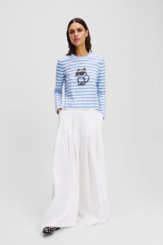 Karl Lagerfeld longsleeve din bumbac albastru A1W17137