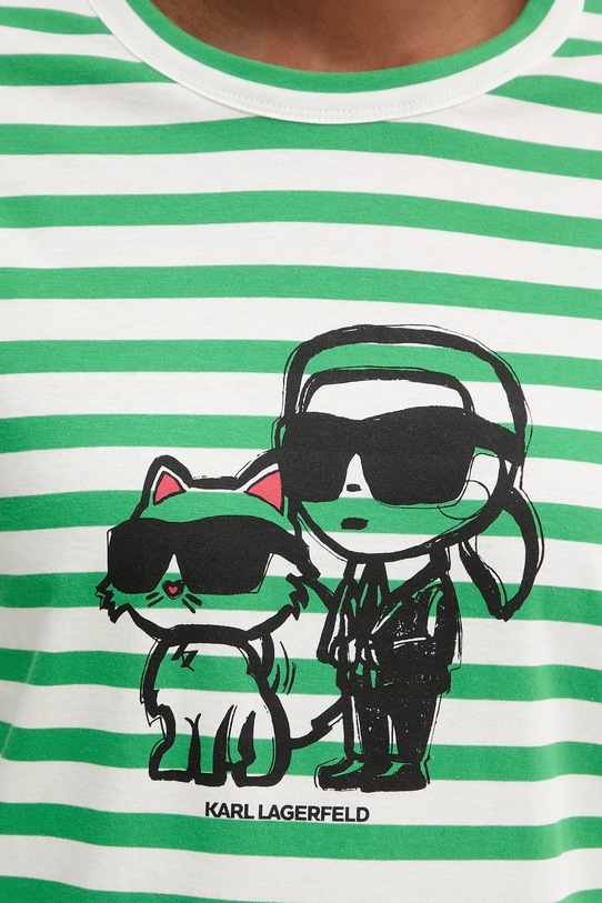 Bavlněné tričko s dlouhým rukávem Karl Lagerfeld IKON A1W17137 zelená
