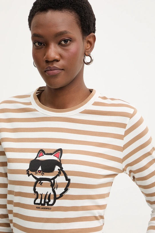 Karl Lagerfeld longsleeve bawełniany IKON beżowy A1W17137
