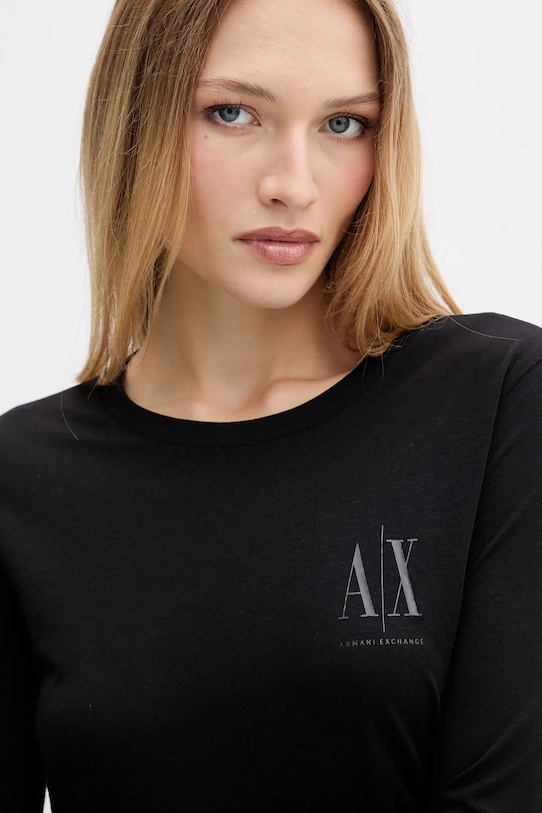 Bavlněné tričko s dlouhým rukávem Armani Exchange černá XW001450.AF10356.NOS
