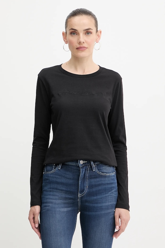Armani Exchange longsleeve bawełniany regular czarny XW001456.AF10356.NOS