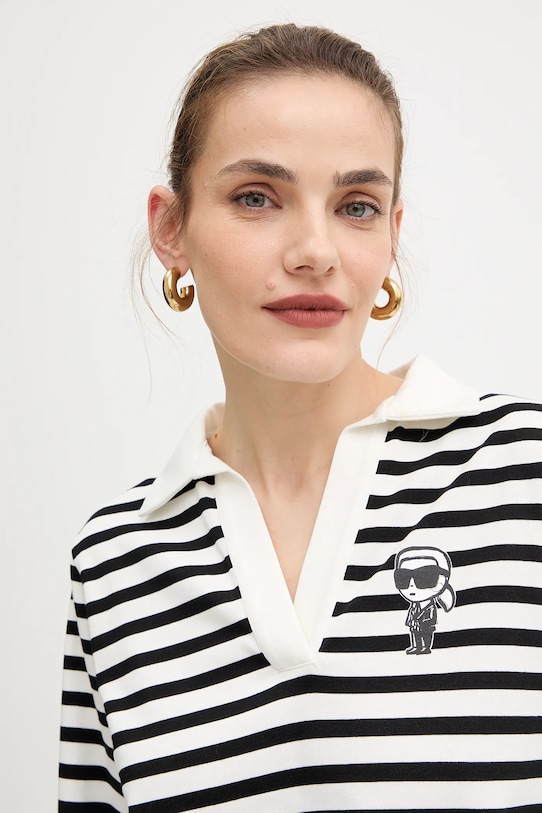Karl Lagerfeld top a maniche lunghe in cotone beige A4W17081
