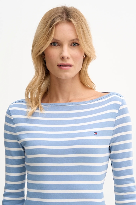 Tommy Hilfiger longsleeve bawełniany niebieski WW0WW40589.