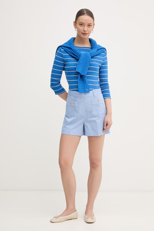 Tommy Hilfiger tričko s dlhým rukávom dámske bavlnené WW0WW40589. modrá AA00