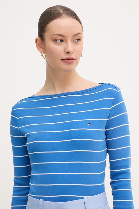 Tommy Hilfiger tričko s dlhým rukávom dámske bavlnené modrá WW0WW40589.