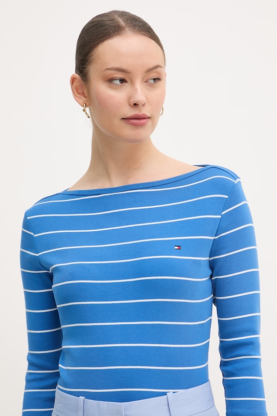 Tommy Hilfiger tričko s dlhým rukávom dámske bavlnené modrá WW0WW40589.