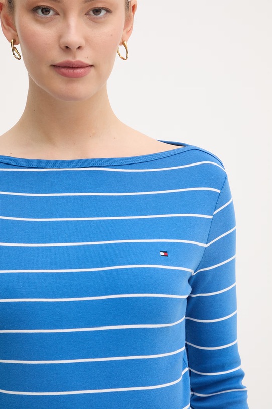 Tommy Hilfiger tričko s dlhým rukávom dámske bavlnené WW0WW40589. modrá