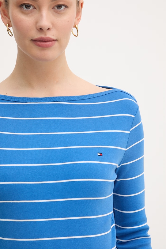 Tommy Hilfiger tričko s dlhým rukávom dámske bavlnené WW0WW40589. modrá