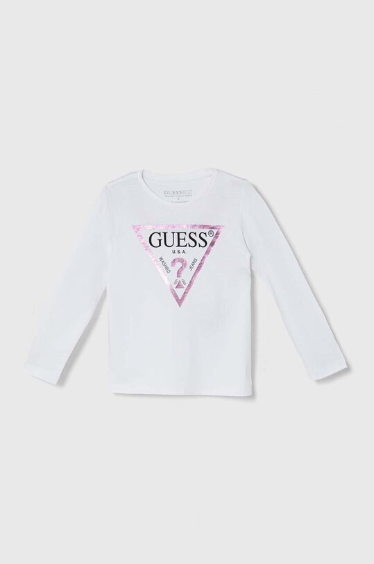 Хлопковый детский лонгслив Guess хлопок белый K84I18.K8HM0.9BYH