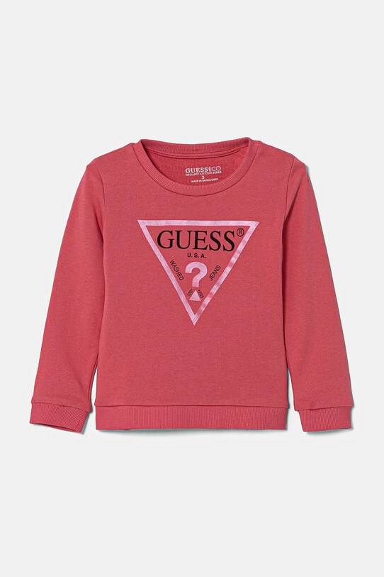 Guess bluza bawełniana dziecięca nadruk różowy K74Q12.KAUG0.PPYA