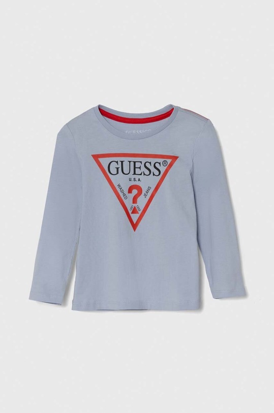 Guess longsleeve bawełniany dziecięcy nadruk niebieski N84I24.K8HM0.PPYH
