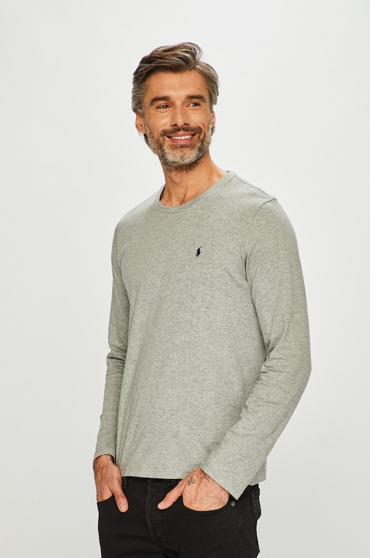 Polo Ralph Lauren - Pánske tričko s dlhým rukávom jednofarebný sivá 714706746003