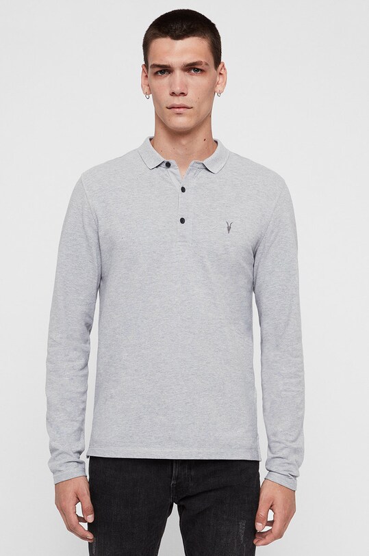 AllSaints - Longsleeve Reform Polo uni gri MD170H