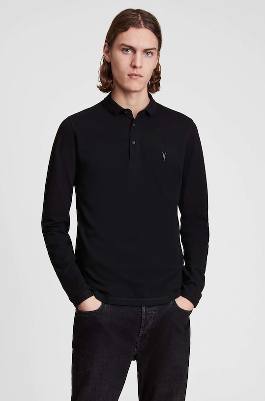 AllSaints - Longsleeve Reform Polo uni negru MD170H