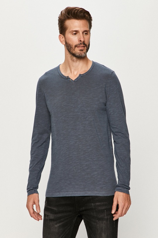 Jack & Jones - Tričko s dlhým rukávom jednofarebný tmavomodrá 12172361