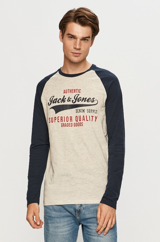 Jack & Jones - Tričko s dlhým rukávom potlač tmavomodrá 12172365