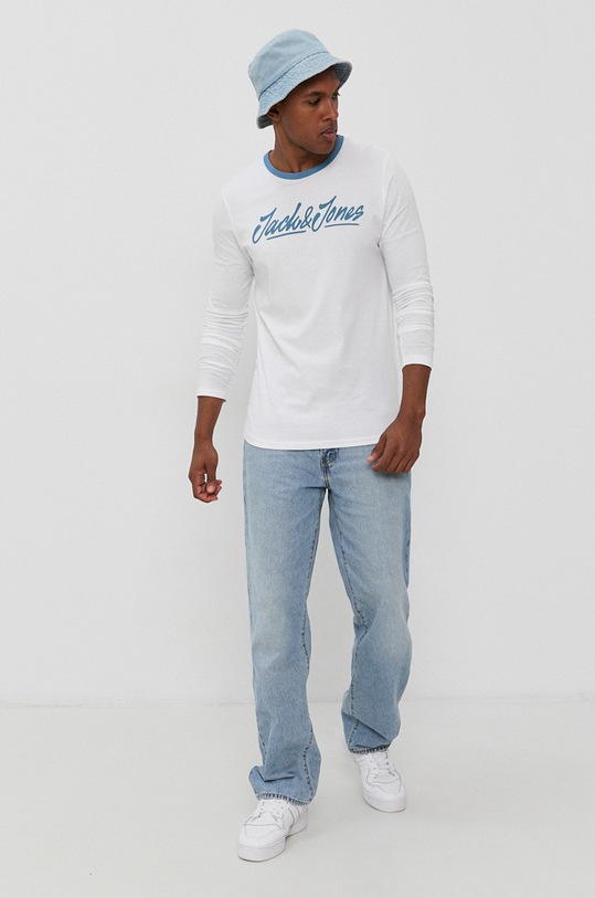 Jack & Jones Longsleeve bawełniany nadruk biały 12196316