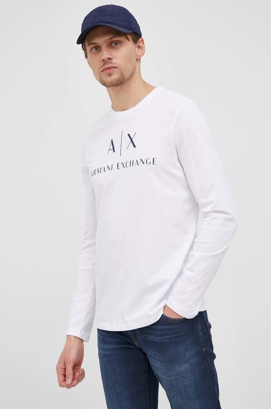 Tričko s dlhým rukávom Armani Exchange biela 8NZTCH.Z8H4Z.NOS