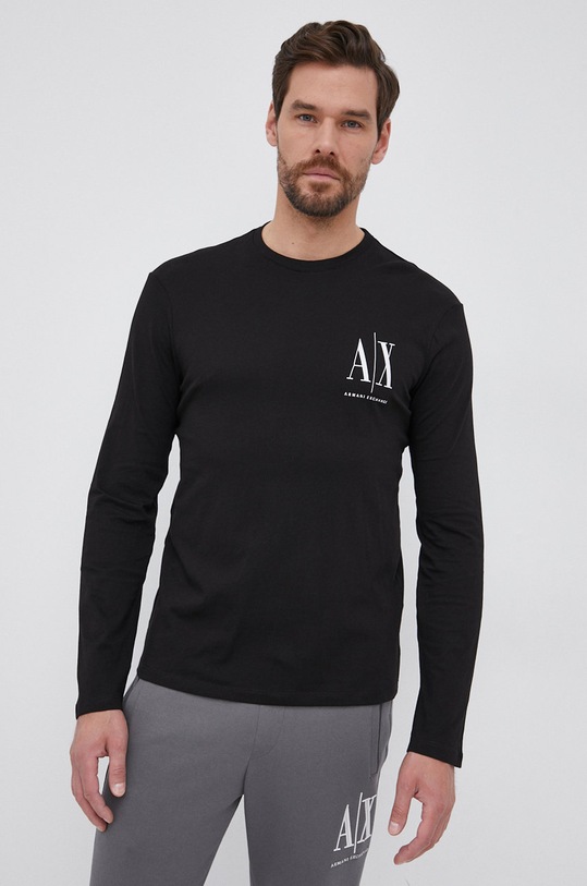Armani Exchange longsleeve bawełniany czarny 8NZTPL.ZJH4Z.NOS