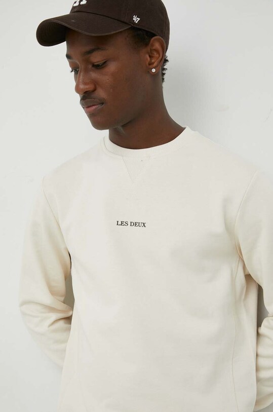 Les Deux bluza bawełniana nadruk beżowy LDM200046