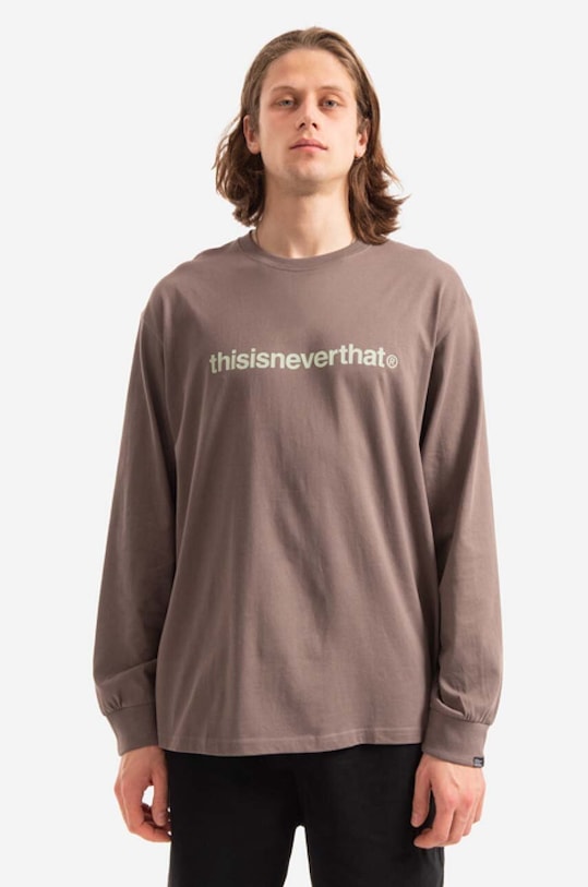 Bavlnené tričko s dlhým rukávom thisisneverthat T-Logo L/S Tee relaxed hnedá TN220TTSLT01