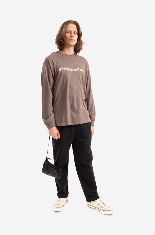 Bavlnené tričko s dlhým rukávom thisisneverthat T-Logo L/S Tee TN220TTSLT01 hnedá AA00