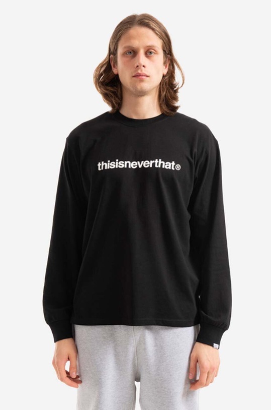 Pamučna majica dugih rukava thisisneverthat T-Logo L/S Tee relaxed crna TN220TTSLT01