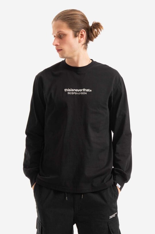 Bavlnené tričko s dlhým rukávom thisisneverthat SE-SP L/S Tee relaxed čierna TN221TTSLT02
