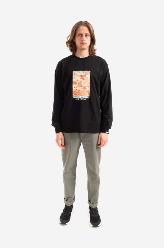 Памучна блуза с дълги ръкави thisisneverthat Flower Collage L/S Tee TN221TTSLT04 черен AA00