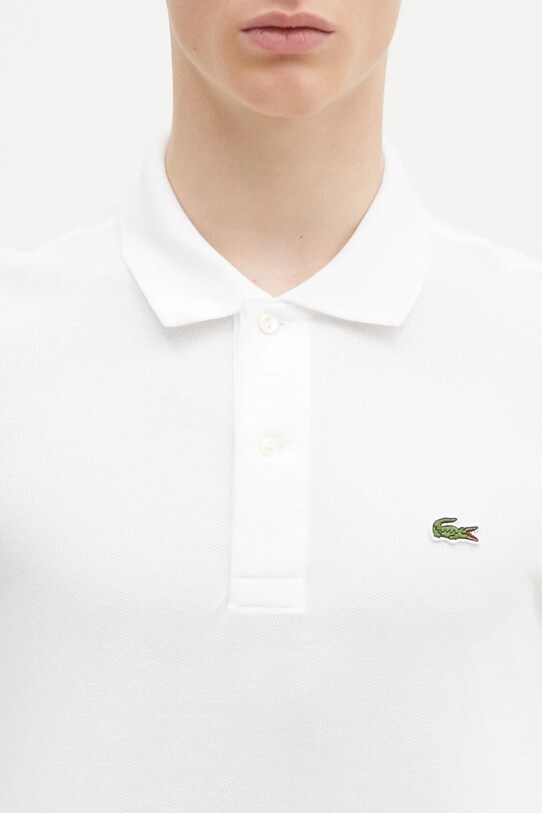 Bavlněné tričko s dlouhým rukávem Lacoste L1312 001 bílá L1312.001