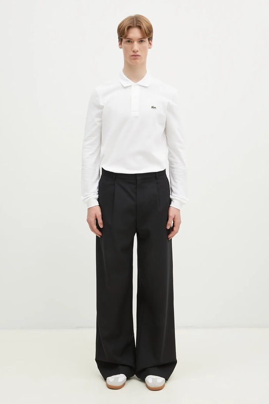 Bavlněné tričko s dlouhým rukávem Lacoste L1312 001 L1312.001 bílá