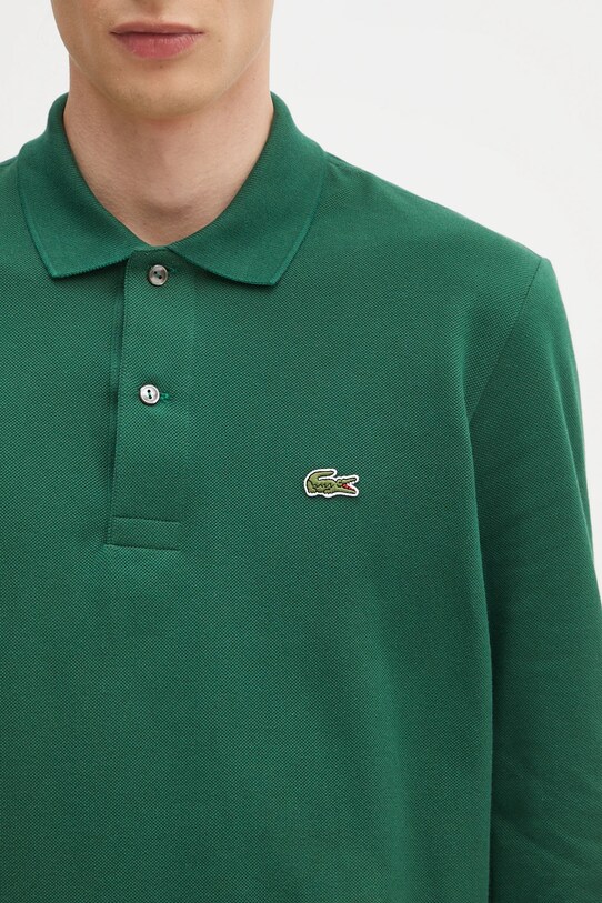 Βαμβακερή μπλούζα με μακριά μανίκια Lacoste L1312 132 πράσινο L1312.032