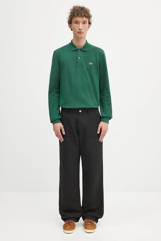 Βαμβακερή μπλούζα με μακριά μανίκια Lacoste L1312 132 L1312.032 πράσινο