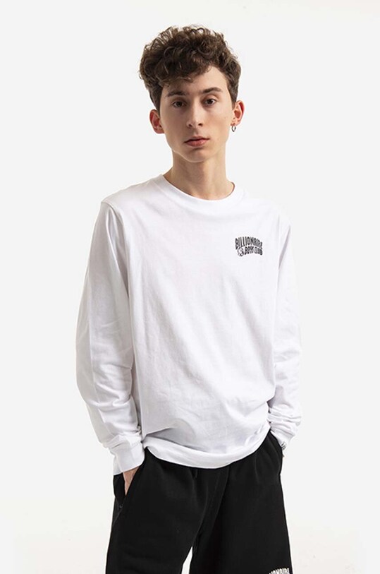 Billionaire Boys Club longsleeve din bumbac Small Arch Logo L/S Tee print alb BC007