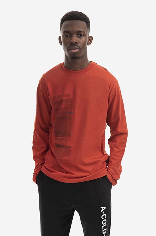 A-COLD-WALL* longsleeve bawełniany Diffusion Graphic nadruk brązowy ACWMTS087.