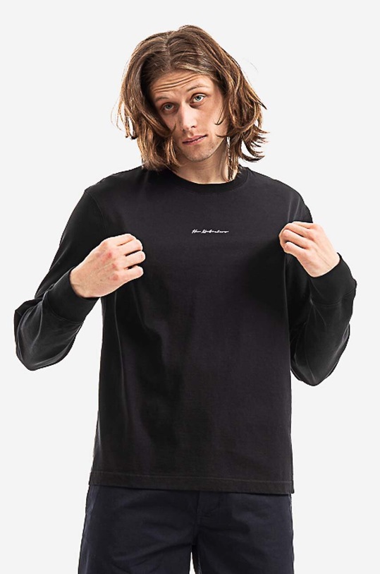 Han Kjøbenhavn cotton longsleeve top Casual Tee Long Sleeve plain black M.132072