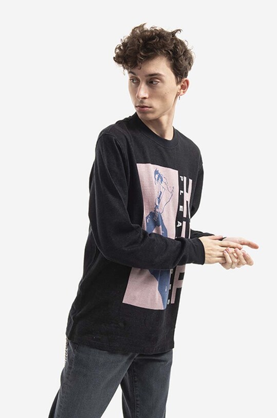 HUF longsleeve bawełniany Light Up Jacquard Longsleeve KN00381 czarny