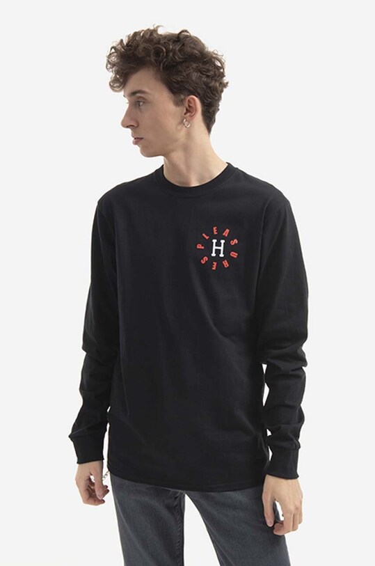 Pamučna majica dugih rukava HUF 12 Galaxies Longsleeve pamuk crna TS01799