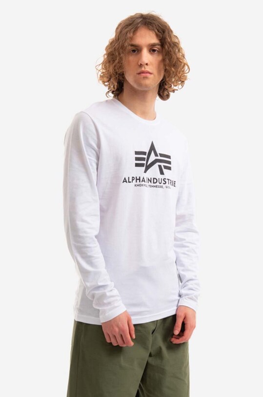 Alpha Industries cotton longsleeve top Basic cotton white 100510.09