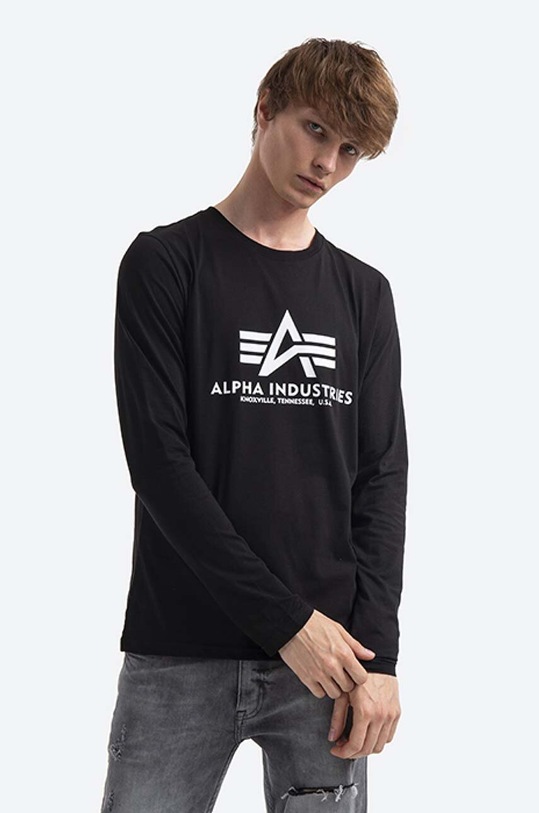 Памучна блуза с дълги ръкави Alpha Industries Basic T - LS 100510.03 черен AA00