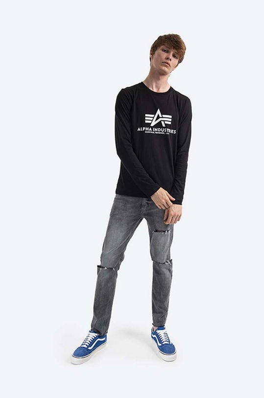 Дрехи Памучна блуза с дълги ръкави Alpha Industries Basic T - LS 100510.03 черен