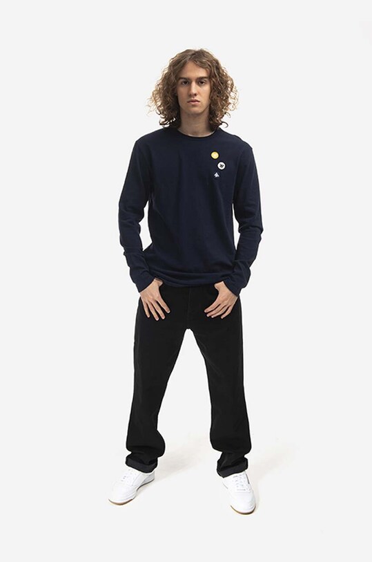 Bavlněné tričko s dlouhým rukávem Wood Wood Mel 10235402.2323.NAVY námořnická modř AA00