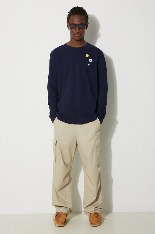 Βαμβακερή μπλούζα με μακριά μανίκια Wood Wood Mel 10235402.2323.NAVY σκούρο μπλε AA00