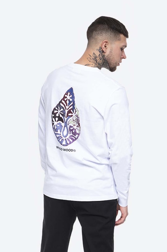 Abbigliamento Wood Wood top a maniche lunghe in cotone Mark Paisley Long Sleeve 12115401.2489 bianco
