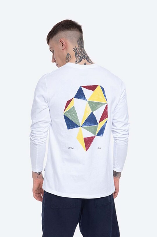 Bavlněné tričko s dlouhým rukávem Wood Wood Peter Longsleeve 12045402.2491 bílá AA00