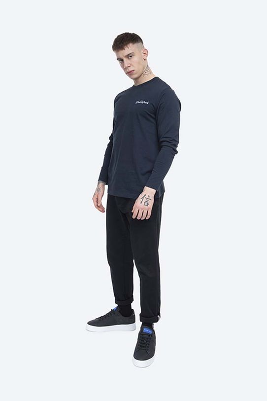 Bavlnené tričko s dlhým rukávom Wood Wood Peter Longsleeve 12045402.2491 tmavomodrá AA00