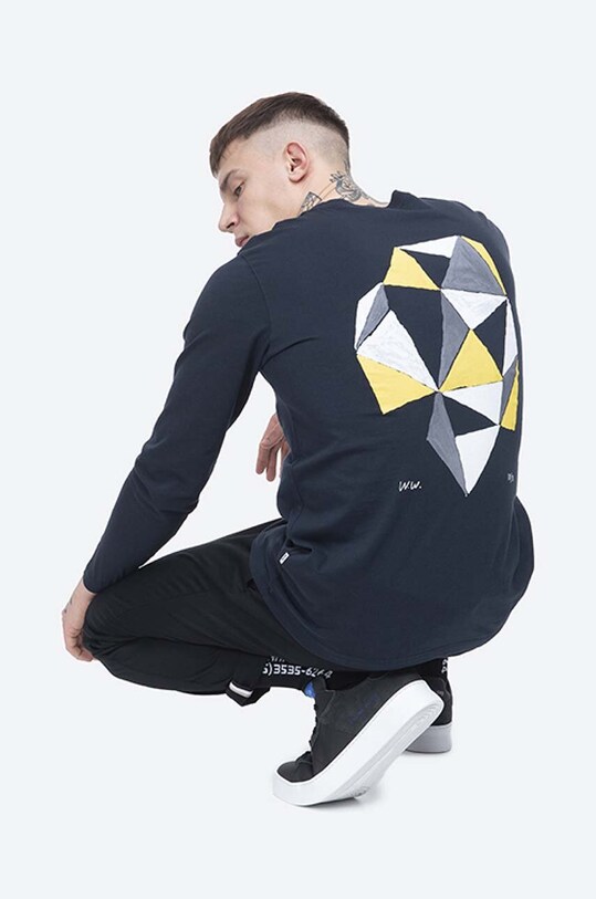 Βαμβακερή μπλούζα με μακριά μανίκια Wood Wood Peter Longsleeve 12045402.2491