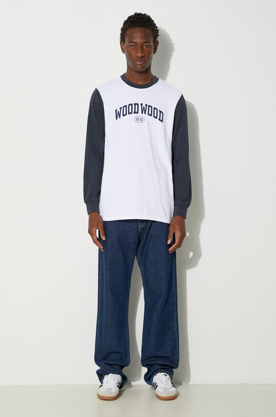 Wood Wood longsleeve bawełniany Mark IVY Longsleeve 12135401.2489 biały AA00